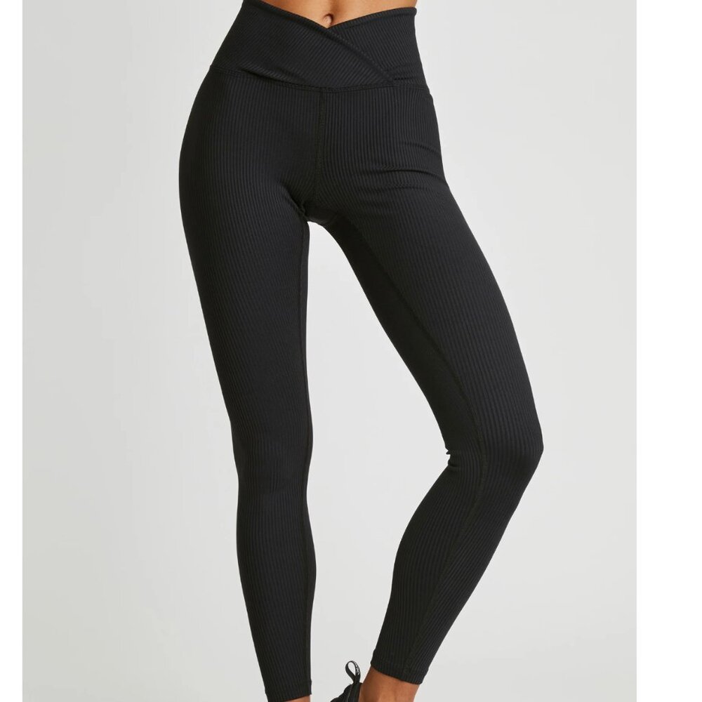 Year of Ours Black Ribbed High Waist Veronica Leggings